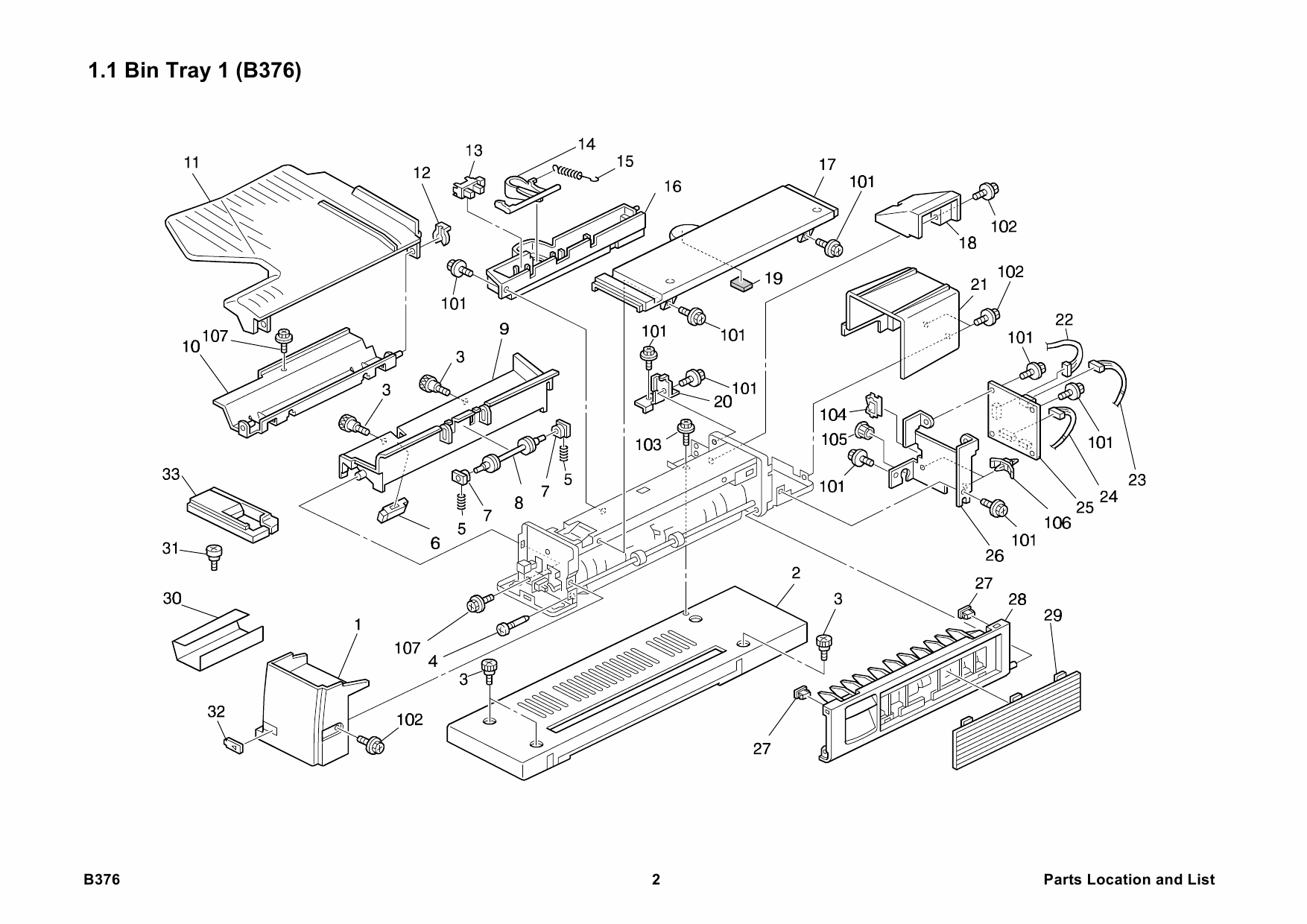 RICOH Options B376 1-BIN-TRAY Parts Catalog PDF download-2